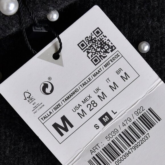 NWT Zara Soft Feel Pearl Sweater Gray Size Medium - Picture 7 of 10